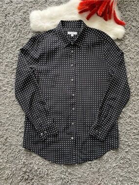 Equipment Femme Black & White Polka Dot Silk Button-Down Shirt